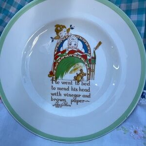 Vintage Peggy Gibbons Nursery Rhyme Plate with Green Rim